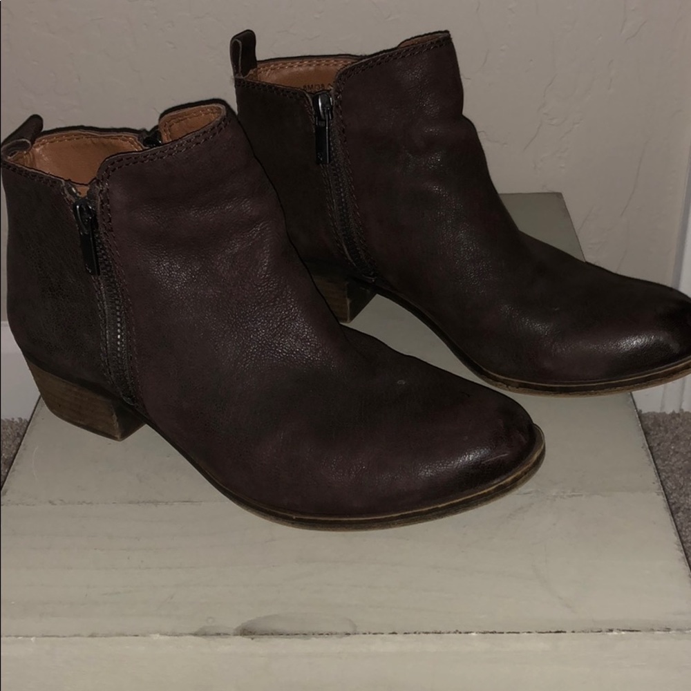 Lucky Brand dark brown leather booties sz 8